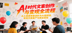 AI时代文案创作与变现全流程,从工具使用者进阶为AI指挥官,实现文案量产与商业变现-KJ分享