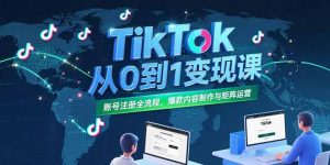 TikTok从0到1变现课,账号注册全流程,爆款内容制作与矩阵运营-KJ分享