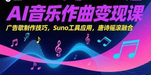 AI音乐作曲变现课,广告歌制作技巧,Suno工具应用,唐诗摇滚融合-KJ分享