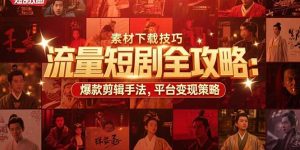 流量短剧全攻略:素材下载技巧,爆款剪辑手法,平台变现策略-KJ分享