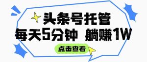 【头条号托管 】我提供视频和文章，你每天5分钟发布，月入3000-5000+，…-KJ分享