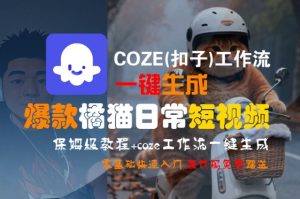 COZE(扣子)工作流一键生成爆款橘猫日常短视频,保姆级教程,零基础快速入门-KJ分享