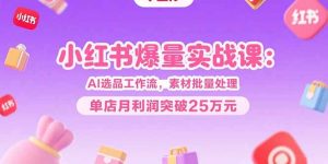 小红书爆量实战课:AI选品工作流,素材批量处理,单店月利润突破25万元-KJ分享
