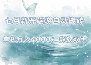 7月新开端游自动搬砖项目,单机稳定月入4000+纯自动项目,上车即吃肉。-KJ分享