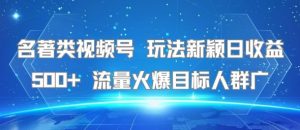 名著类视频号 玩法新颖日收益500+ 流量火爆目标人群广-KJ分享