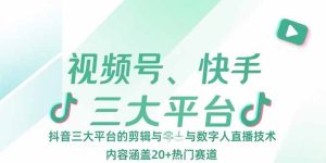 视频号、快手、抖音三大平台的剪辑与数字人直播技术,内容涵盖20+热门赛道-KJ分享