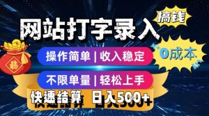 网站打字录入搞钱,0成本,操作简单,收入稳定,不限单量,轻松上手,快速结算,日入5张-KJ分享