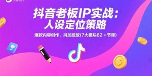 抖音老板IP实战:人设定位策略,爆款内容创作,抖加投放(7大模块62+节课)-KJ分享