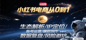 小红书电商从0到1：生态解析/IP定位/ 账号运营/爆款创作/直播带货/数据复盘/风险避坑-KJ分享