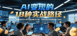 AI变现的18种实战路径，零基础学习AI商业落地解决方案，实现AI技术的被动收入转化-KJ分享