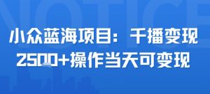 小众蓝海项目，千播变现2.5k+操作当天可变现-KJ分享