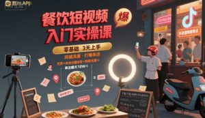 餐饮短视频入门实操课,引爆同城流量,打爆单店-KJ分享