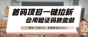 首码项目一键拉新,会用验证码就能做 单号一小时70+,批量做每天500+-KJ分享