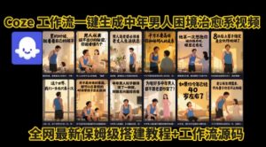 coze工作流一键生成”中年男人困境扎心高涨粉高播放量图文视频”保姆级拆解教程，无需剪辑，无需拍摄写文案-KJ分享
