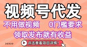 视频号代发，不用剪辑不用做视频，0门槛要求，领取发布就有收益，任务没有无上限，小白轻松上手-KJ分享
