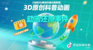 自制3D原创科普动画教程，动画还原事件，抖音最新热门赛道，可过伙伴计划-KJ分享
