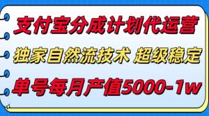 支付宝分成计划代运营，独家自然流技术，收益稳定，单号月产5000＋-KJ分享