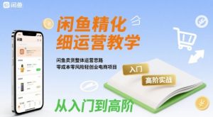 闲鱼精细化运营入门+高阶实战教学，闲鱼卖货整体运营思路，零成本零风险轻创业电商项目-KJ分享