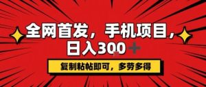 手机项目,日入3张+,复制黏贴即可,可矩阵操作,动手不动脑-KJ分享