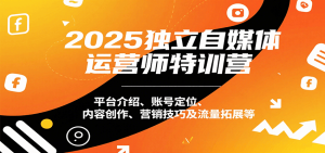 2025独立自媒体运营师特训营：平台介绍、账号定位、内容创作、营销技巧及流量拓展等-KJ分享