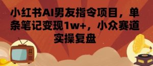 小红书AI男友指令项目,单条笔记变现1w+,小众赛道实操复盘-KJ分享