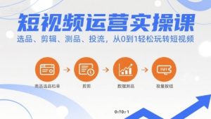 短视频运营实操课,选品、剪辑、测品、投流,从0到1轻松玩转短视频-KJ分享