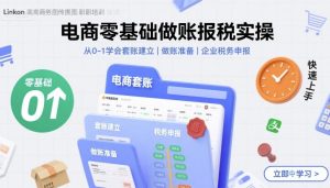 电商零基础做账报税实操快速上手,从0-1学会套账建立,做账准备,企业税务申报-KJ分享