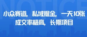 小众赛道，私域掘金，一天多张，成交率极高，长期项目-KJ分享
