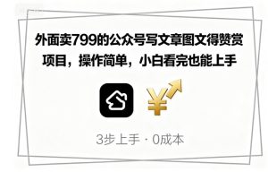 外面卖799的公众号写文章图文得赞赏项目,操作简单,小白看完也能上手-KJ分享