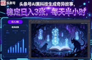 头条号AI黑科技生成奇异故事，稳定日入3张，每天半小时-KJ分享