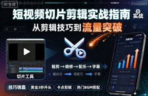 短视频切片剪辑实战指南，从剪辑技巧到流量突破-KJ分享