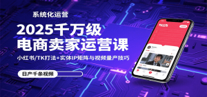 2025千万级电商卖家运营课：小红书/TK打法+实体IP矩阵与视频量产技巧-KJ分享