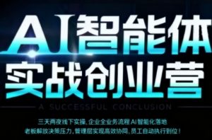 AI智能体实体战创业营(深圳9月23-25日),多维度助力老板、管理层、员工提升效能-KJ分享