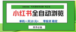 小红书全自动浏览项目,零投资,全程手机去跑,单账号一天10米+,可无限矩阵去做-KJ分享
