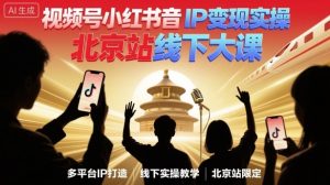 视频号小红书抖音IP变现实操北京站线下大课,40+行业短视频高变现姿势,100+IP高变现实操技术-KJ分享