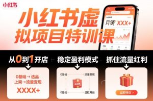 小红书虚拟项目特训课,帮你从0到1打造稳定盈利的店铺,抓住流量红利(更新9月)-KJ分享