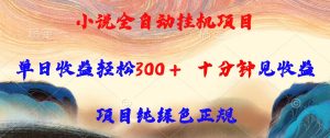 小说全自动挂机项目,单日收益轻松300,十分钟见收益,项目纯绿色正规-KJ分享