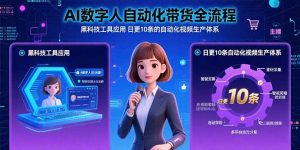 AI数字人自动化带货全流程:黑科技工具应用 日更10条的自动化视频生产体系-KJ分享