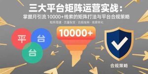 三大平台矩阵运营实战：掌握月引流10000+线索的矩阵打法与平台合规策略-KJ分享