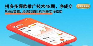 拼多多爆款推广技术48期，净成交与出价策略，极速起量时机判断实操指南-KJ分享