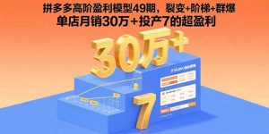 拼多多高阶盈利模型49期，裂变+阶梯+群爆  单店月销30万+投产7的超盈利-KJ分享