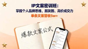IP文案密训班：掌握个人品牌思维、朋友圈、高价成交力，单条文案营收5w+-KJ分享