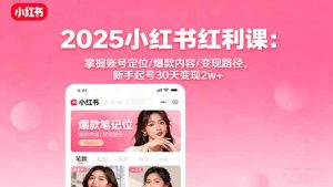 2025小红书红利课：掌握账号定位/爆款内容/变现路径，新手起号30天变现2w+-KJ分享