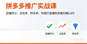 拼多多推广实战课，店铺评分、点击率、转化率，快速打造爆款店铺月赚5.8万-KJ分享