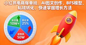小红书电商爆单班,AI图文创作、BFS模型、私域转化,快速掌握增长方法-KJ分享