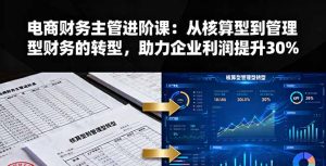 电商财务主管进阶课:从核算型到管理型财务的转型,助力企业利润提升30%-KJ分享