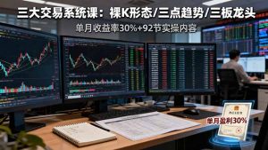 三大交易系统课：裸K形态/三点趋势/三板体系，单月收益率30%+92节实操内容-KJ分享
