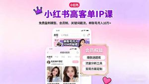 小红书高客单IP课,免费盈利模型、会员制、关键词截流,单账号月入10万+-KJ分享