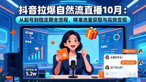 抖音拉爆自然流直播10月:从起号到稳定期全流程,精准流量获取与高效变现-KJ分享