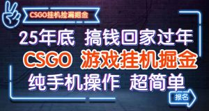 25年底搞钱回家过年,CSGO游戏挂机掘金,纯手机操作超简单-KJ分享